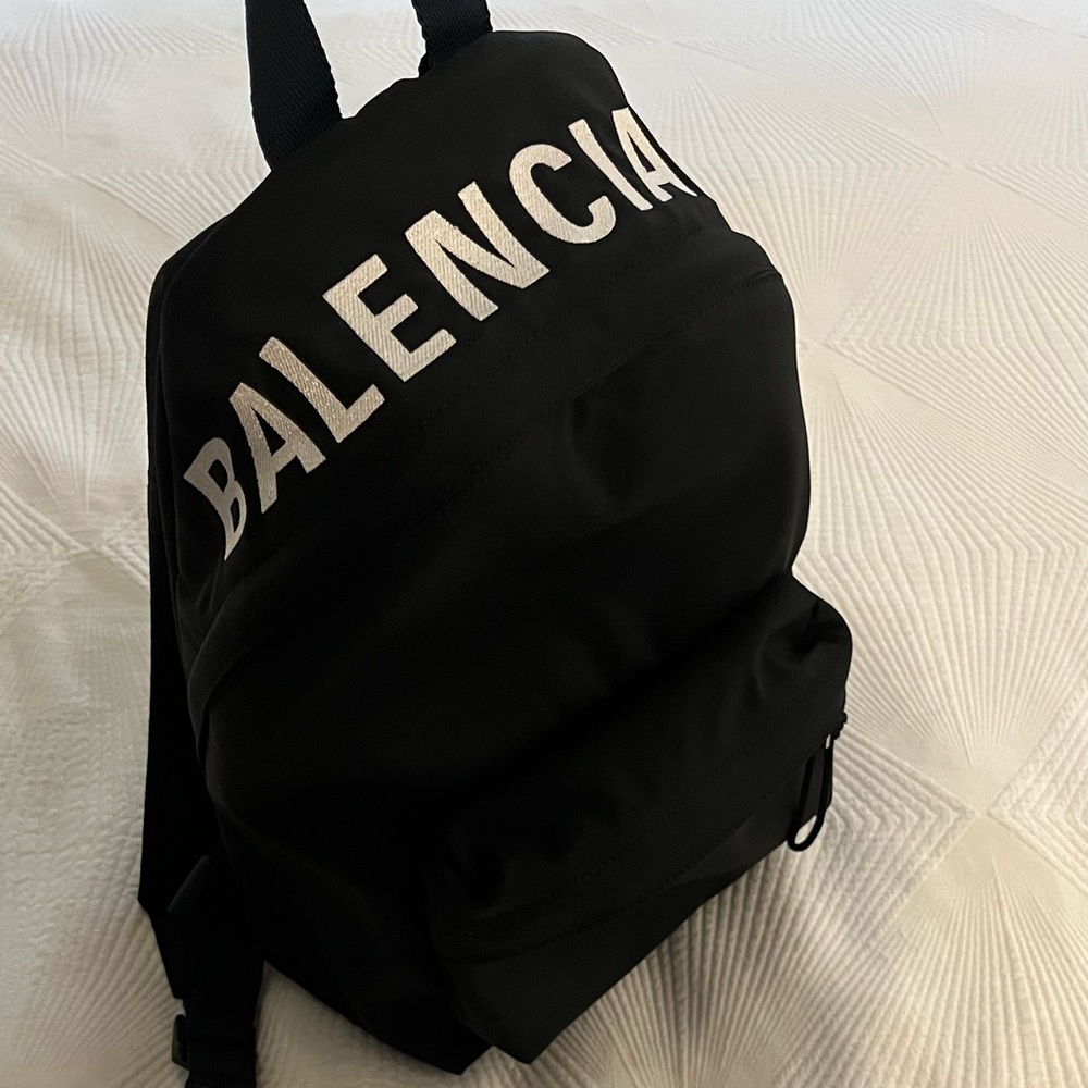 Balenciaga black wheel logo backpack NWOT
